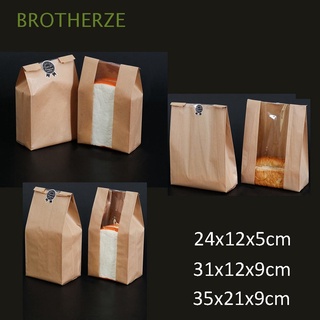 brotherze 25/50pcs bolsa de pan rayas tostadas kraft bolsa de papel de almacenamiento para llevar pastel panadería fiesta suministros hornear alimentos bolsa de embalaje