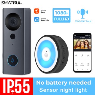 SMATRUL Tuya 1080P HD Video timbre cámara WiFi inalámbrico inteligente hogar timbre al aire libre intercomunicador 2 vías Audio LED luz nocturna USB