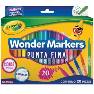 Marcadores Wonder Marker Punta Fina 20 Colores, Plumones Crayola