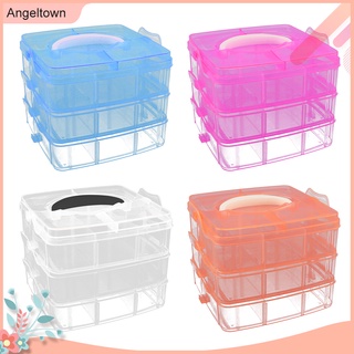 (AngelTown) Caja de almacenamiento desmontable de 3 capas, transparente, duradera, organizador de plástico