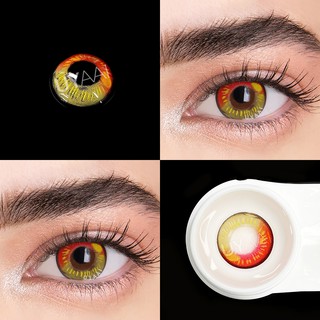 UYAAI 1 par de lentes de contacto de Color de 1 año/lentes de contacto para ojos/lentes de contacto cosméticos Anime/contactos de ojos para Cosplay/maquillaje/contactos de colores/serie Anime/marrón rojo (3)