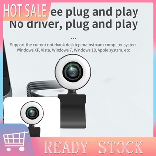 Xia| Con micrófono cámara web portátil 1080P/2K USB PC Webcam relleno de luz anillo de luz de relleno para transmisión en vivo