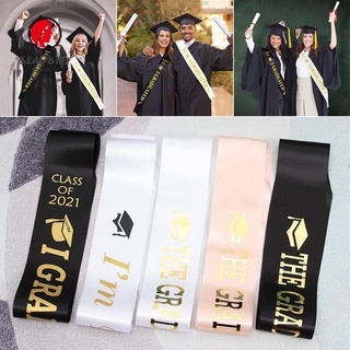 BEAUB New 2021 Graduation Sash Etiquette Belt Party Supplies Graduated Satin Dance Performance Gold Glitter Letter Gift Unisex Celebration Photo Props