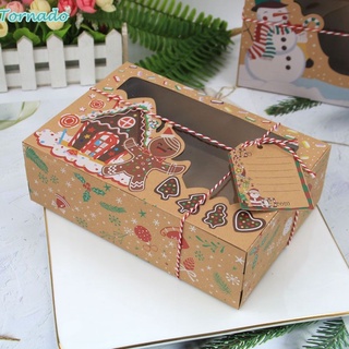 3/6 / 12pcs / pack Christmas Cookie Boxes Bakery Gift Boxes European New Style Kraft Paper Box Kraft Paper Big Christmas Candy Box TORNADO