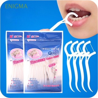 ENIGMA 30PCs Familiar Hilo dental En forma de arco Palo de dientes Palillo de hilo dental Conveniente Cuidado de la higiene bucal Cepillo interdental Desechable Selección de hilo dental Palillos de dientes Limpieza de dientes