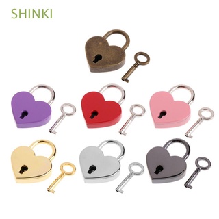 SHINKI Cute Padlock Luggage Hardware Locks Zinc Alloy Travel Mini Heart Shape Jewelry Box Diary Book Love Heart Lock/Multicolor