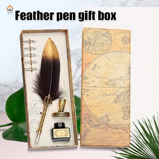 Calligraphy Feather Dip with 5 Nib Quill Pen Writing Ink Set Gift Box Wedding Fountain Pen Design