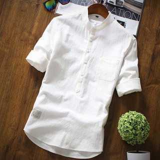 verano de los hombres t-shirt de la moda de lino de algodón de manga corta estilo chino camiseta de manga corta de los hombres camisa coreana de la moda 3/4 de manga de los hombres de verano ropa de lino de hadas camisa de diseño de los hombres t-shirt 7