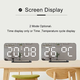 One: reloj de pared Digital con espejo despertador LED pantalla de temperatura reloj Snooze (7)