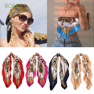 ROSE1 chica pañuelos para la cabeza diadema seda cabello bufanda decoración de pelo mujeres cabeza bufandas grandes Bandanas BOHO bufanda/Multicolor