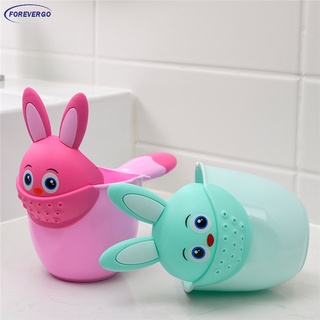 Bebé lindo conejo ducha champú taza de baño recién nacido ducha tazas bebés ducha regadera cuchara juguetes de baño