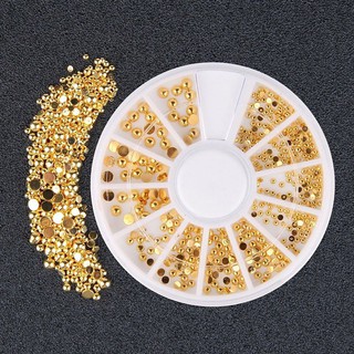DIY 2/3/4 mm mezcla de tono dorado 3D DIY plana espalda perlas uñas arte decoración belleza