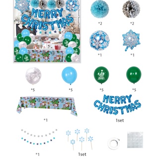 roses fiesta de navidad decoraciones kits set incluye feliz navidad bandera papel rojo azul navidad decoración conjunto globos colgantes (4)
