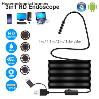 [HDN] Cámara HD 3 En 1 USB Tipo C De Inspección Endoscopio 5.5/7/8 Mm Lente IP68 [Heavendenotationnew]