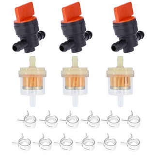 1/4" In Line Fuel Gas Filters Shut Cut Off Valves Clamps For Briggs & Stratton ☆hengmaTimeVip