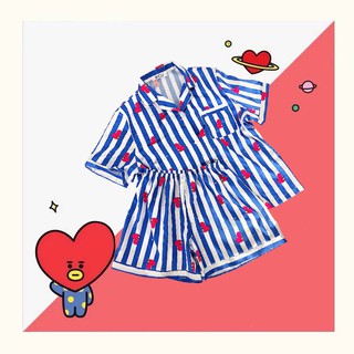 Kpop BTS Bantan Boys BT21 camiseta camisones+Pajama pantalones ropa de dormir ropa de dormir ropa de dormir (3)