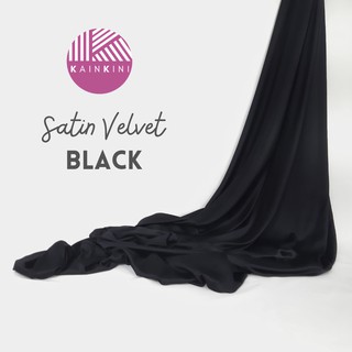 Tela de satén de terciopelo/grado PREMIUM A (por 1⁄2 metros) por tela - negro negro