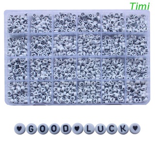 Timi 1200pz cuentas De Acrílico A-Z con Letras del Alfabeto/corazón blanco Para hacer joyería DIY