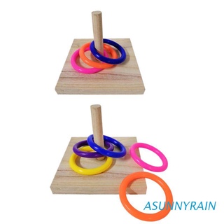 asunnyrain pájaro loro plataforma de madera anillo de plástico entrenamiento de inteligencia masticar rompecabezas juguete