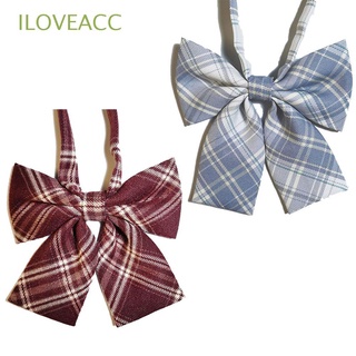 ILOVEACC 2PCS Accesorios de arco Corbata de moño A cuadros JK japonés Arco de cuello Uniforme escolar Encantador Para mujeres Mujer Estilo marinero