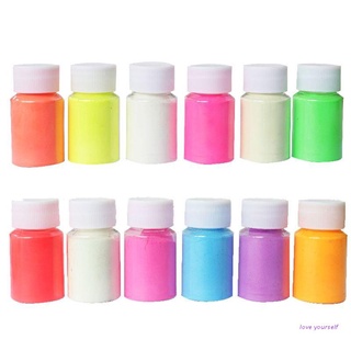 ~ Kit de pigmentos de resina luminosa de 12 colores brillan en la oscuridad polvo pigmentante colorante de resina fluorescente joyería herramientas