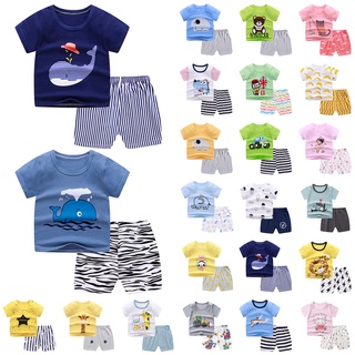 Niño bebé niños niñas manga corta de dibujos animados camiseta+pantalones cortos conjunto 0-3Y