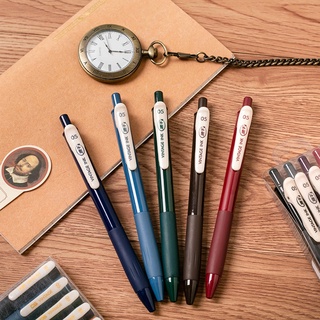 La segunda clase de tres años, los estudiantes de bolígrafo de gel tipo prensa de color retro usan bolígrafo de cuenta de mano de gran capacidad de color ins bolígrafo de 0,5 mm