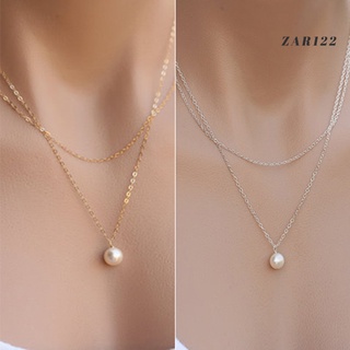 [new shop] collar Simple resistente al desgaste mujeres de doble capa de perla sintética colgante cadena para fiesta