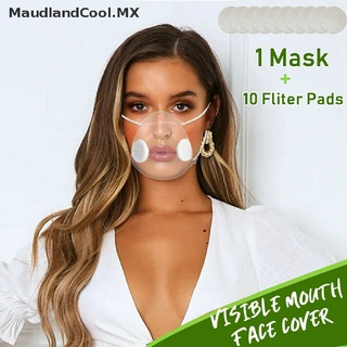 【newwwww】 Transparent Clear Face Masks & 10pcs Fliter Anti-droplets Respirator Mouth Cover [MaudlandCool]