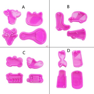 AZ Handmade Keychain Pendant Resin Casting Mold Dog Tag Cat Cow Deer Fish Bone Shapes Silicone Mold Jewelry Making Tools