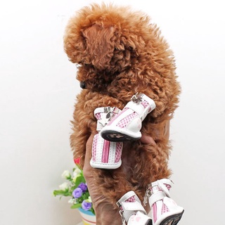 4 pzs Botas De algodón respirables antideslizantes casuales para perros (3)