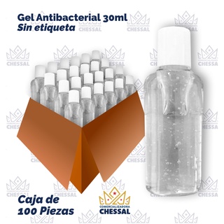 100 pzs gel antibacterial sin etiqueta 30 ml Comercializadora Chesssal
