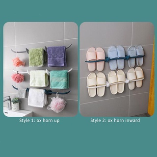 Towel Bar Wall Mounted Easy to Install Lightweight Ox Horn Design Towel Rack Holder for Toilet Towel Holder Can put Slippers