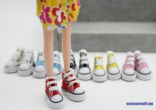 [curso]moda 1 par de zapatos de lona con cordones 1/6 lindos zapatos de muñeca Barbie de 12 pulgadas