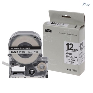 Play Black on White etiqueta cinta Compatible Epson etiqueta cintas 12 mm para LW-300 LW-400