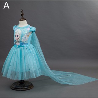 Realmente Stock Cosplay Anna Elsa niñas vestido lindo de dibujos animados fiesta de cumpleaños princesa vestidos para fiesta disfraz de nieve reina ropa de niños (2)