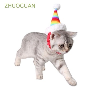 zhuoguan arco iris mascota sombrero de navidad gatito gato sombrero santa claus gorra conejillo de indias ratas conejo gatito suministros de fiesta precioso disfraz decoración/multicolor
