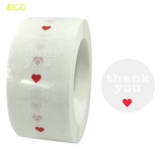 bigg 500 unids/rollo redondo transparente gracias pegatinas con diseño de corazón rojo boda fiesta scrapbooking regalo embalaje sello etiquetas