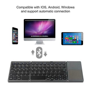 Mini teclado plegable Teclado inalámbrico Bluetooth plegable con panel táctil para Windows, Android, ios Tablet ipad Phone (2)