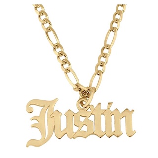 aurolaco collar de nombre personalizado cadena figaro viejo inglés letra collar de acero inoxidable oro colgante nameplate regalo