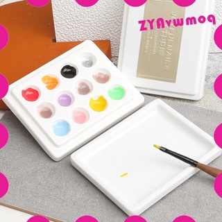 [LOWEST PRICE] 24-Well Ceramic Watercolor Paint Palette with Cover, Porcelain Mixing Artist Palette for Artist Watercolor Gouache