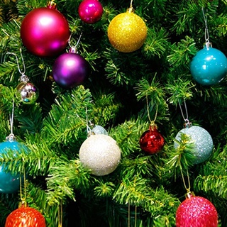 S 24 piezas redondas de árbol de navidad decoraciones colgantes para fiesta en casa, adornos, bolas (2)