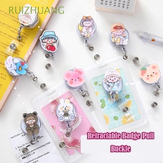 RUIZHUANG Student Badge Clip Cartoon ID Card Holder Retractable Buckle Elastic Easy Pull Buckle Bus Card 1pcs Meal Card Telescopic Buckle Work Permit Clip (1)