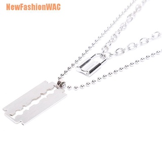 [NewFashionWAC] - collar de cadena de eslabones de doble capa con pendiente de hoja de candado para mujer (6)