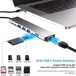 8 in 1 Multi-function Type-C / USB-C Hub Expansion Dock Hub Adapter for Laptop (1)