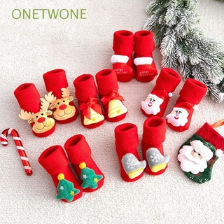 ONETWONE Forma linda Medias de algodón Fruta divertida Zapatos para recién nacidos Calcetines para niños pequeños Zapatos de invierno Algodón cálido Año nuevo Espesamiento Regalo de Navidad Navidad
