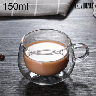 <Bar supplies> taza de vidrio térmica de doble pared de 150 ml, resistente al calor, taza de café con mango