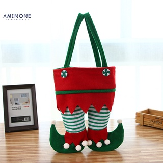aminone 2 estilos goodie bolsas de navidad santa pantalones elfo botas de regalo bolsa decorativa para el hogar (3)