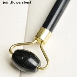 jfmx rodillo de jade negro masajeador facial doble cabeza masajeador de piedra natural herramienta de cuidado gloria