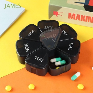 JAMES Conveniente Pastillero semanal Portátil Mini pastillero Pastillero de viaje Vitaminas Organizador de medicamentos Impermeable Recipiente de|de tabletas Colorido 7 días a la semana Dispensador de pastillas/Multicolor